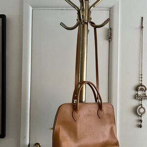 Tan Crossbody Bag with Structured Design and Leather Finish